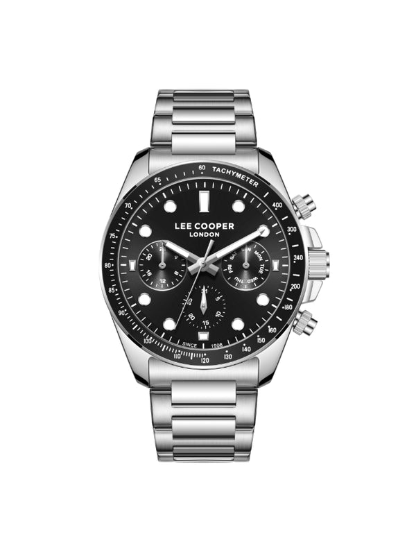 ساعة لي كوبر الرجالية متعددة الوظائف ذات المينا السوداء - LC08215.350