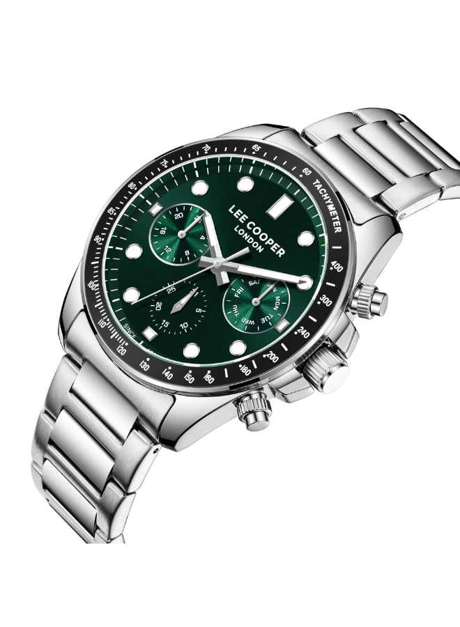 ساعة لي كوبر الرجالية متعددة الوظائف بمينا أخضر داكن - LC08215.370