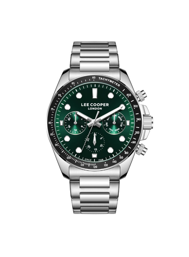 ساعة لي كوبر الرجالية متعددة الوظائف بمينا أخضر داكن - LC08215.370