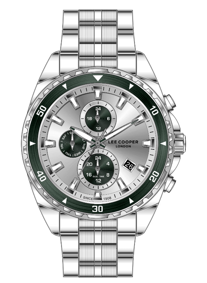 Lee Cooper Men's Multi Function Silver/Green Dial Watch - LC08217.330