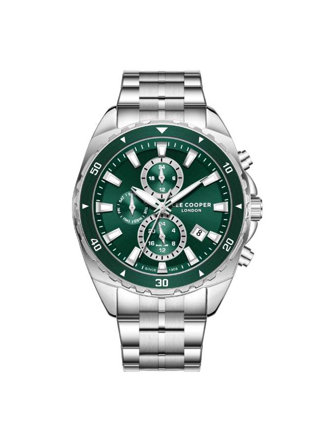 ساعة لي كوبر الرجالية متعددة الوظائف بمينا أخضر داكن - LC08217.370