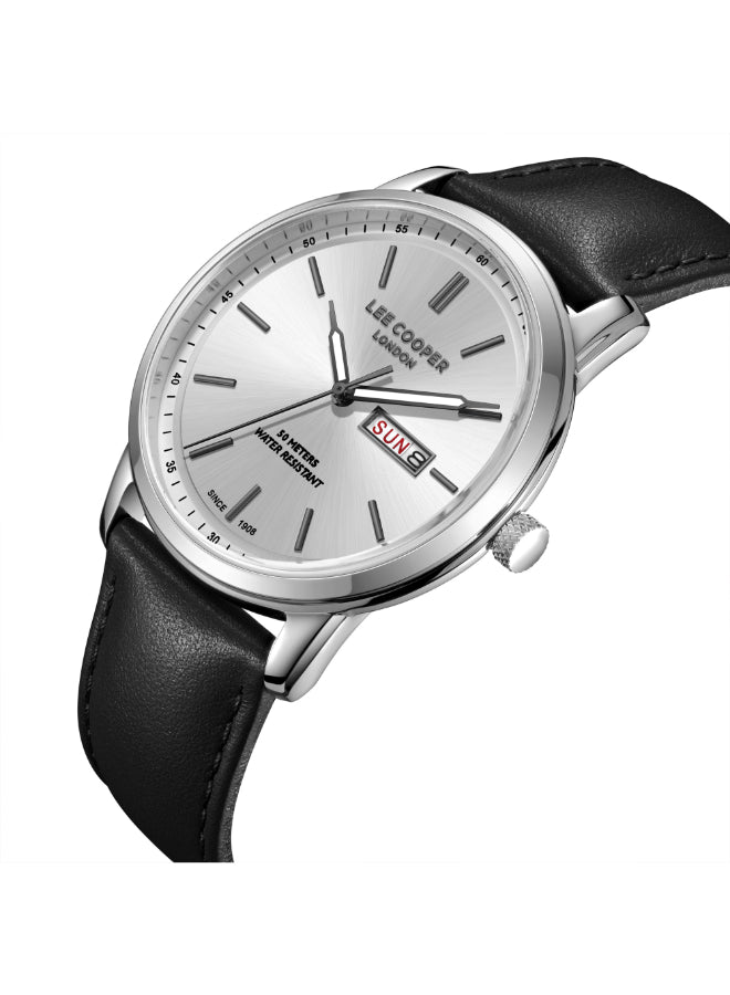 ساعة لي كوبر الرجالية التناظرية ذات المينا الفضية - LC08235.331