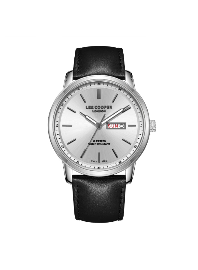 ساعة لي كوبر الرجالية التناظرية ذات المينا الفضية - LC08235.331