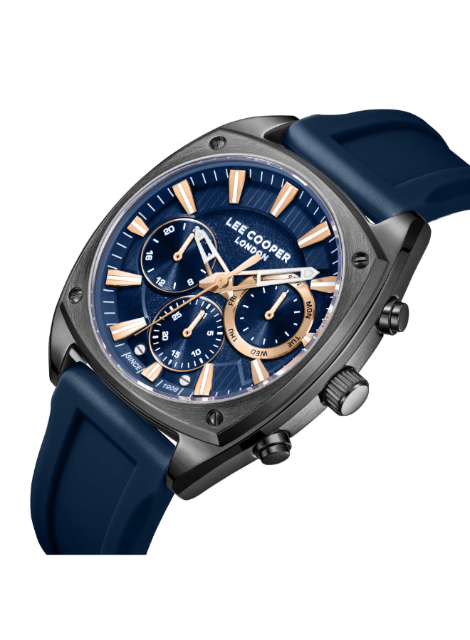 ساعة لي كوبر الرجالية متعددة الوظائف بمينا أزرق داكن - LC08237.099