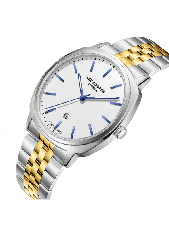 ساعة لي كوبر الرجالية التناظرية ذات المينا الفضية - LC08255.230