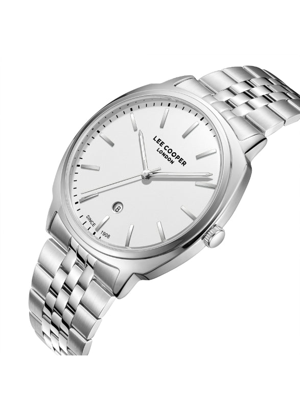 ساعة لي كوبر الرجالية التناظرية ذات المينا الفضية - LC08255.330
