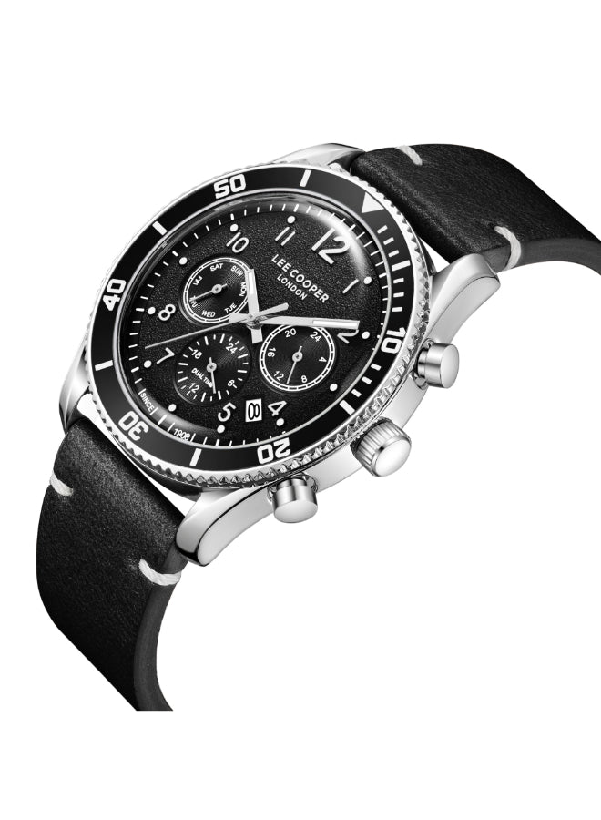 ساعة لي كوبر الرجالية متعددة الوظائف ذات المينا السوداء - LC08260.351