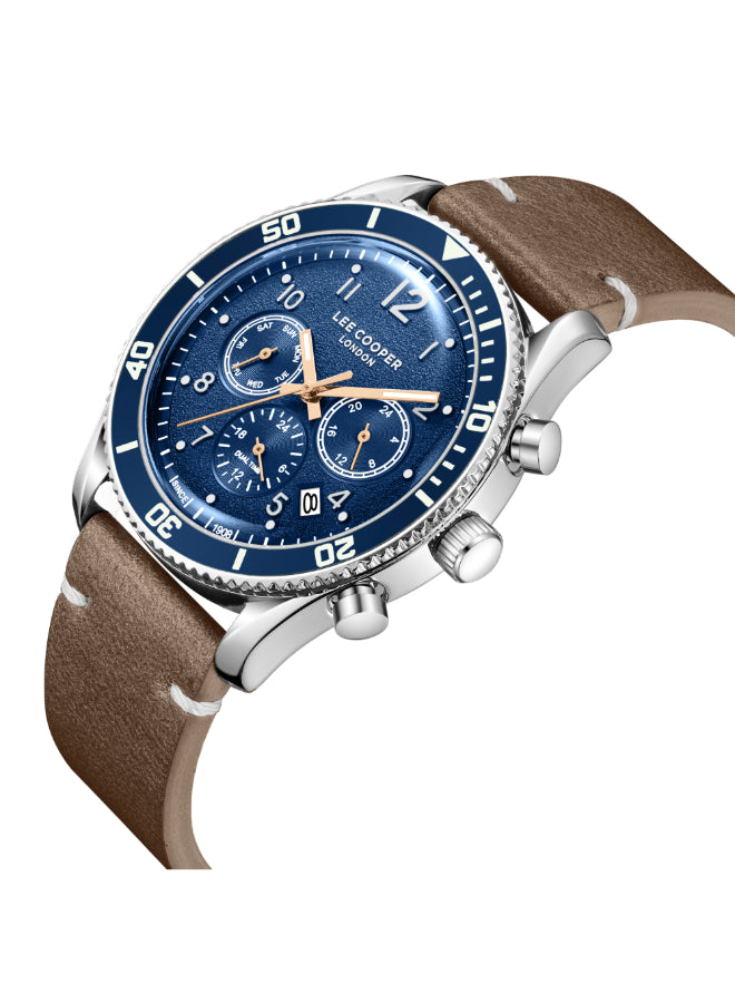 ساعة لي كوبر الرجالية متعددة الوظائف بمينا أزرق داكن - LC08260.394