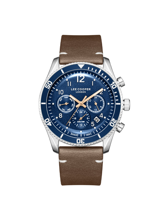 ساعة لي كوبر الرجالية متعددة الوظائف بمينا أزرق داكن - LC08260.394