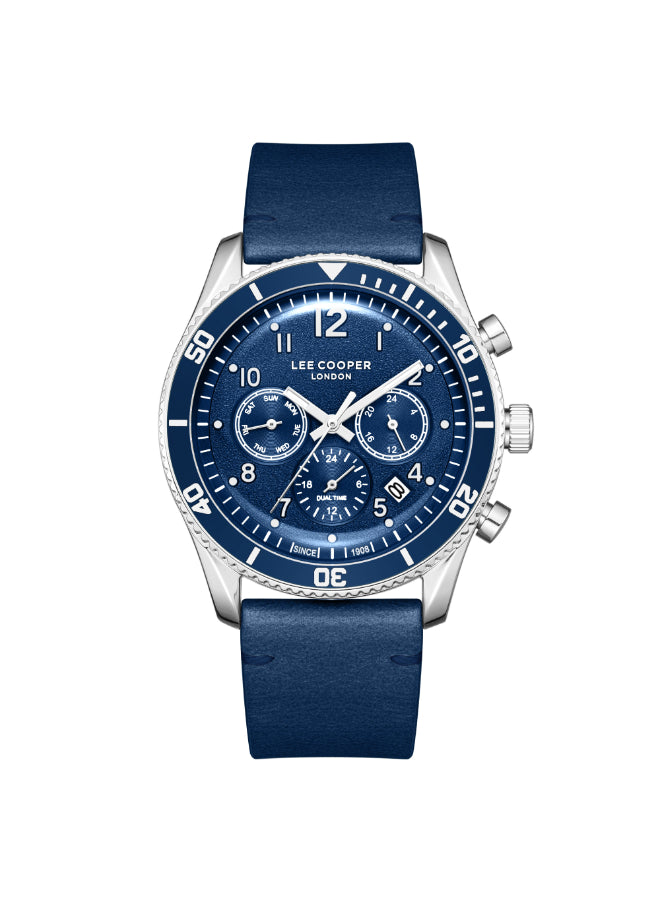 ساعة لي كوبر الرجالية متعددة الوظائف بمينا أزرق داكن - LC08260.399