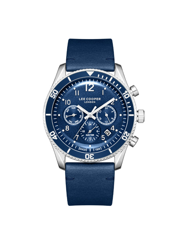 ساعة لي كوبر الرجالية متعددة الوظائف بمينا أزرق داكن - LC08260.399