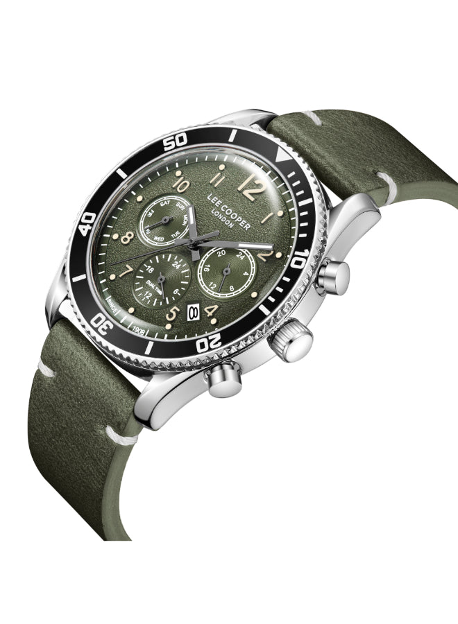 ساعة لي كوبر الرجالية متعددة الوظائف بمينا أخضر داكن - LC08260.675