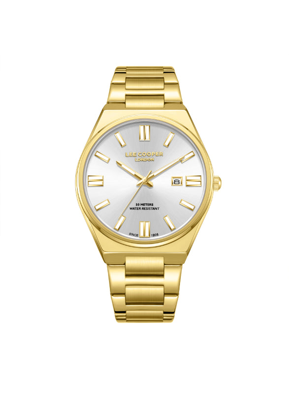 ساعة لي كوبر الرجالية التناظرية ذات المينا الفضية - LC08262.130