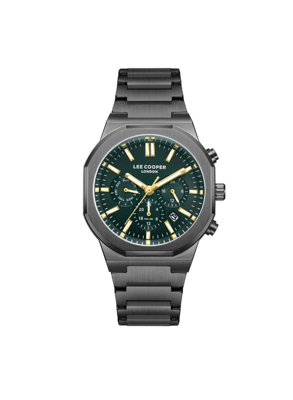 ساعة لي كوبر الرجالية متعددة الوظائف بمينا أخضر داكن - LC08263.070