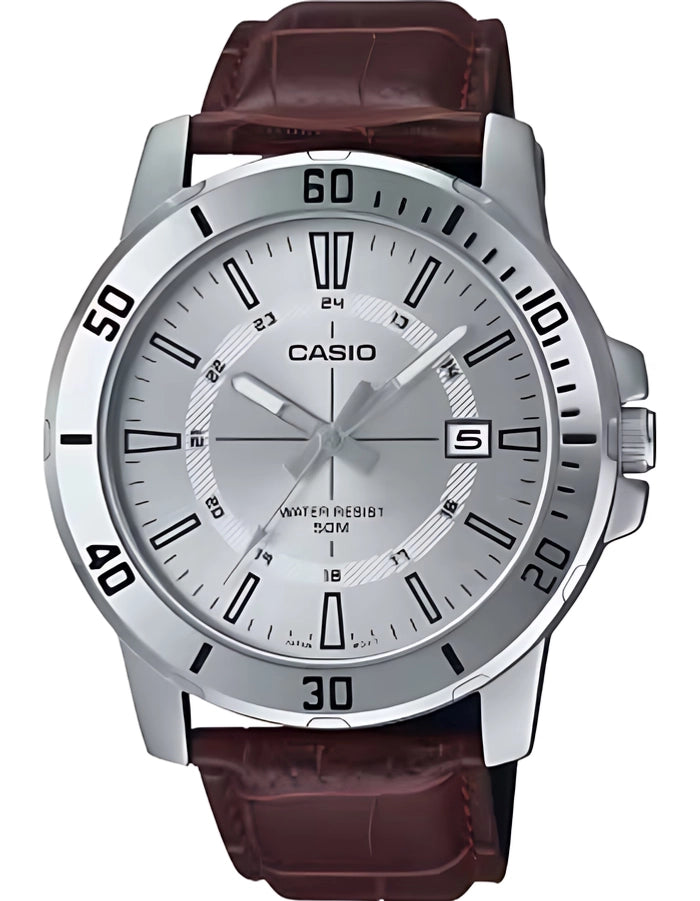 CASIO Men's Analog Silver Dial Watch - MTP-VD01L-7CVUDF