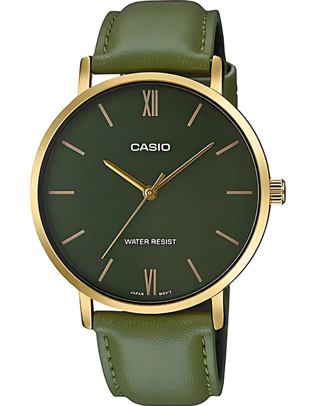 CASIO Men Analog Green Dial Watch - MTP-VT01GL-3BUDF