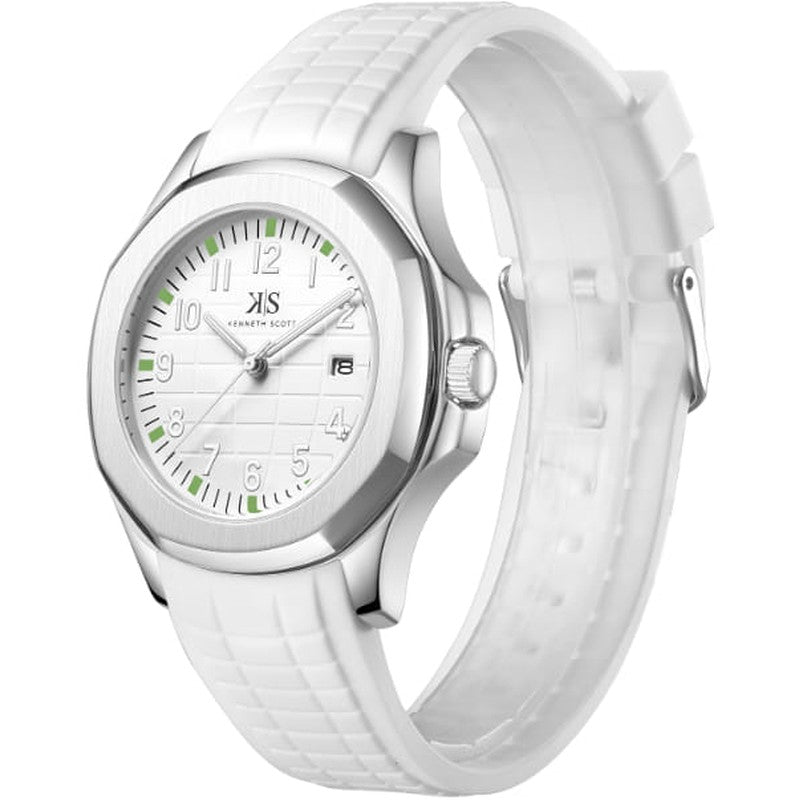 Kenneth Scott Men's Analog White Dial Watch - K24014-SSWW