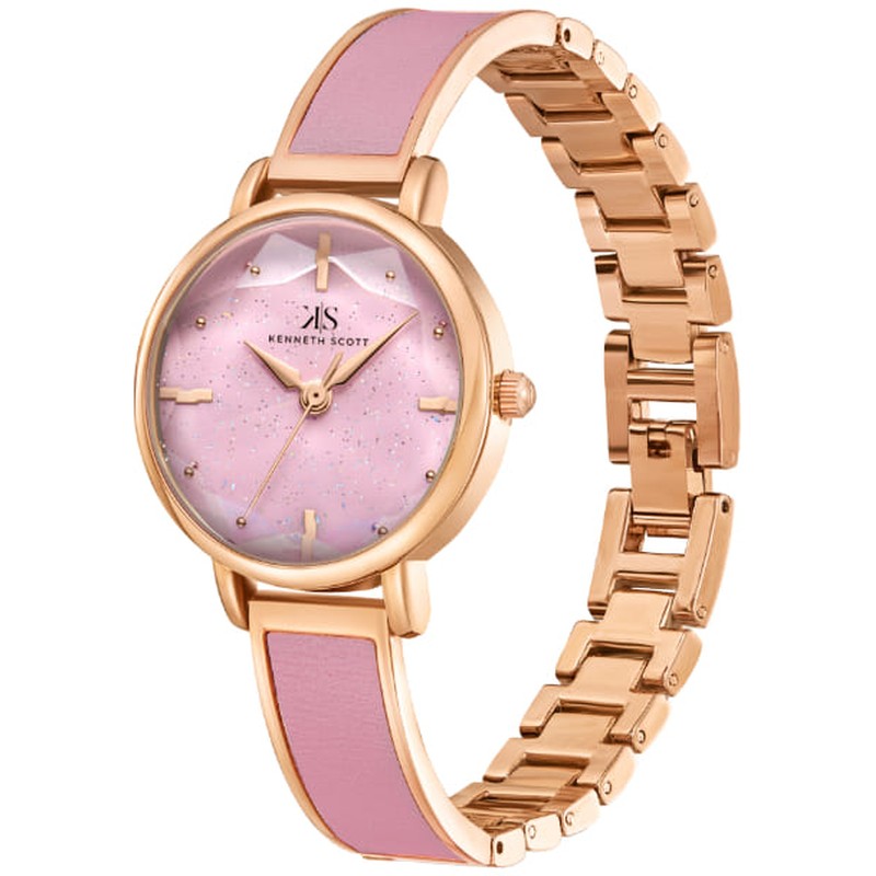 Kenneth Scott Women's Analog Pink Dial Watch - K23503-RBPP