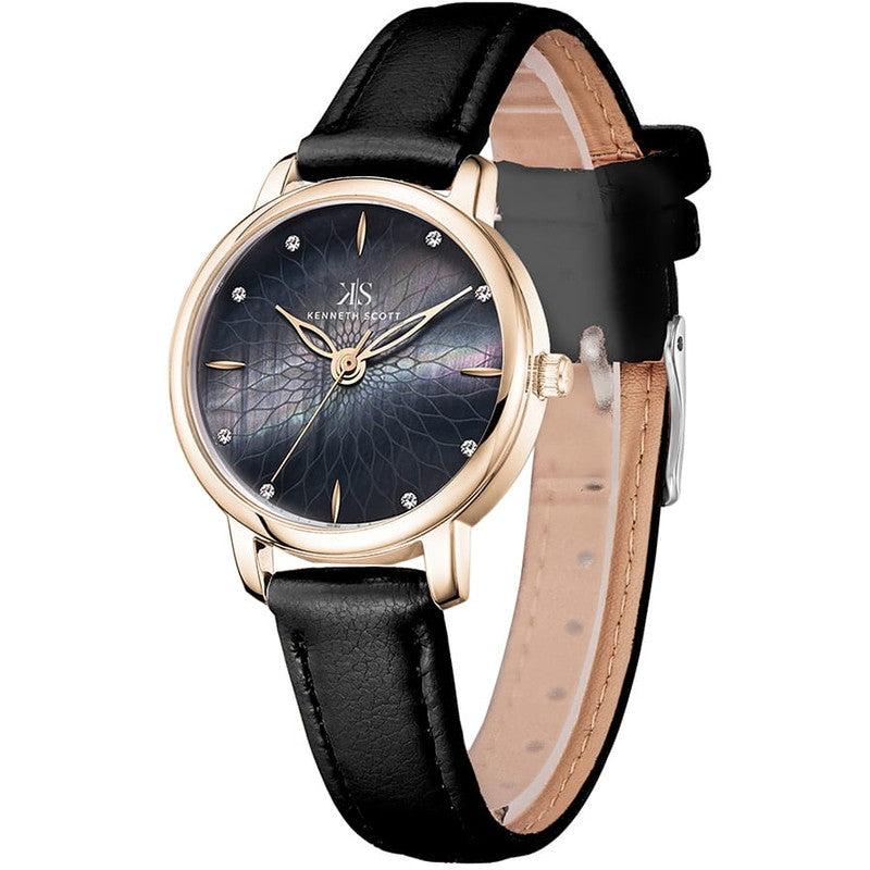 Kenneth Scott Women's Analog Black Dial Watch - K22524-KLBMB