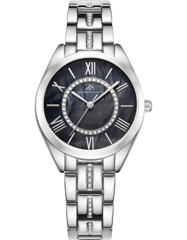 ساعة كينيث سكوت النسائية التناظرية ذات المينا السوداء - K23510-SBSB