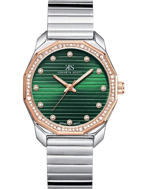Kenneth Scott Women's Analog Green Dial Watch - K24505-KBKH