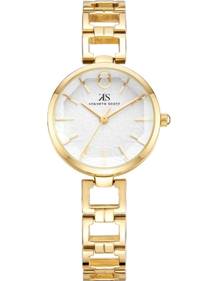 Kenneth Scott Women's Analog White Dial Watch - K23514-GBGW