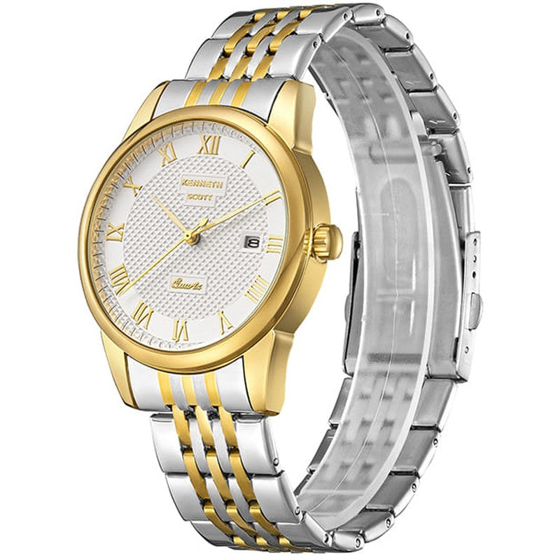 Kenneth Scott Men's Analog White Dial Watch - K23030-TBTW