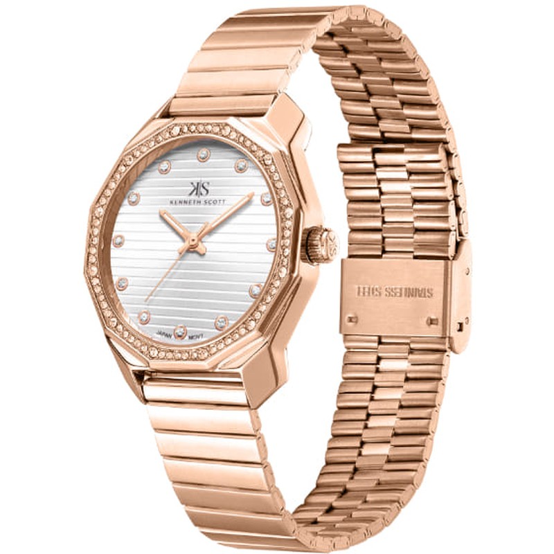 Kenneth Scott Women's Analog White Dial Watch - K24505-RBKW