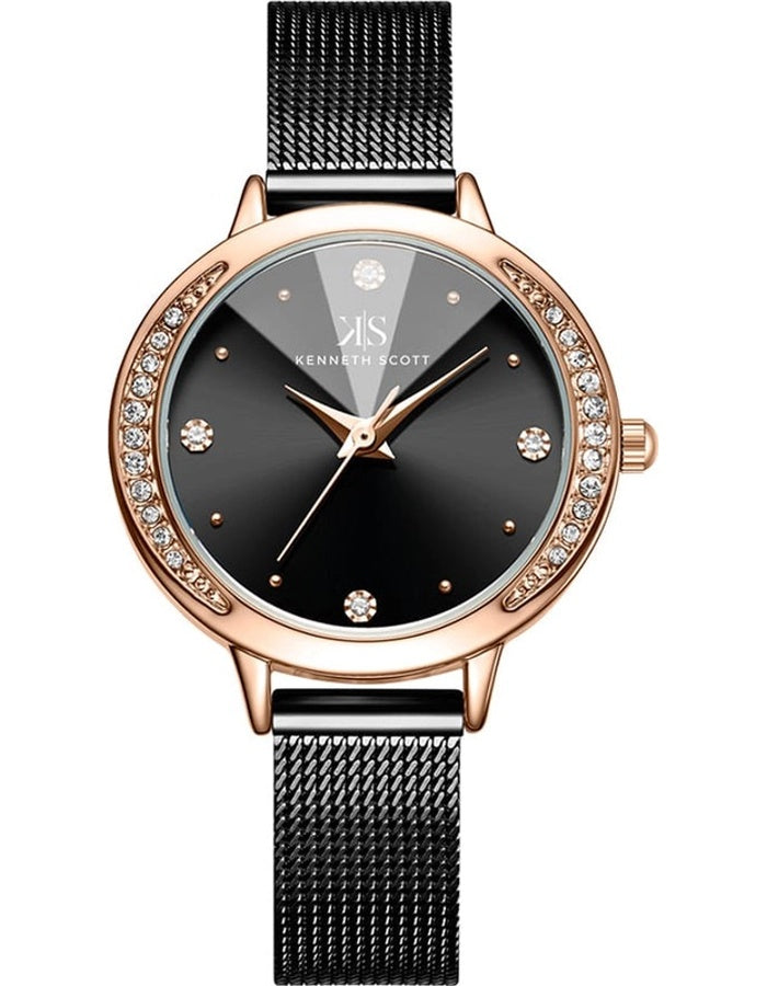 Kenneth Scott Women's Analog Black Dial Watch - K22523-RMBB