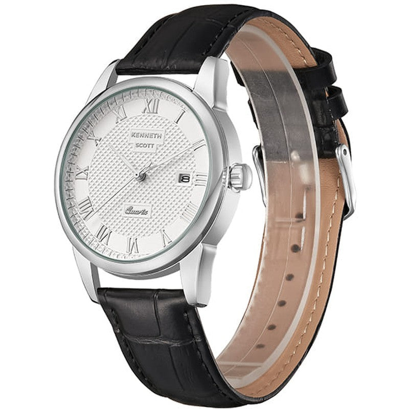 Kenneth Scott Men's Analog White Dial Watch - K23030-SLBW