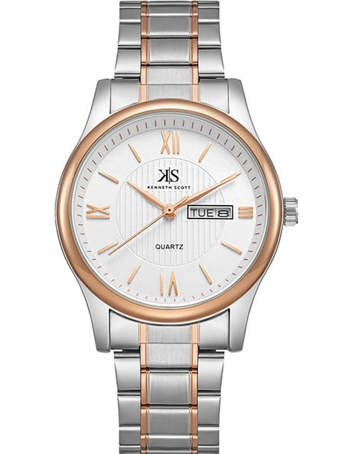 Kenneth Scott Men's Analog White Dial Watch - K23029-KBKW