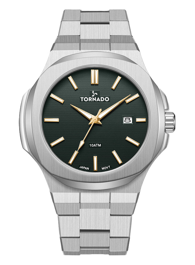 ساعة تورنادو أورورا إيون الرجالية التناظرية ذات المينا الأخضر الغابي - T21001-SBSHG