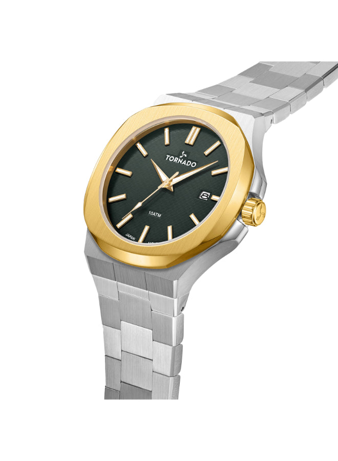 ساعة تورنادو أورورا إيون الرجالية التناظرية ذات المينا الأخضر الغابي - T21001-TBSHG