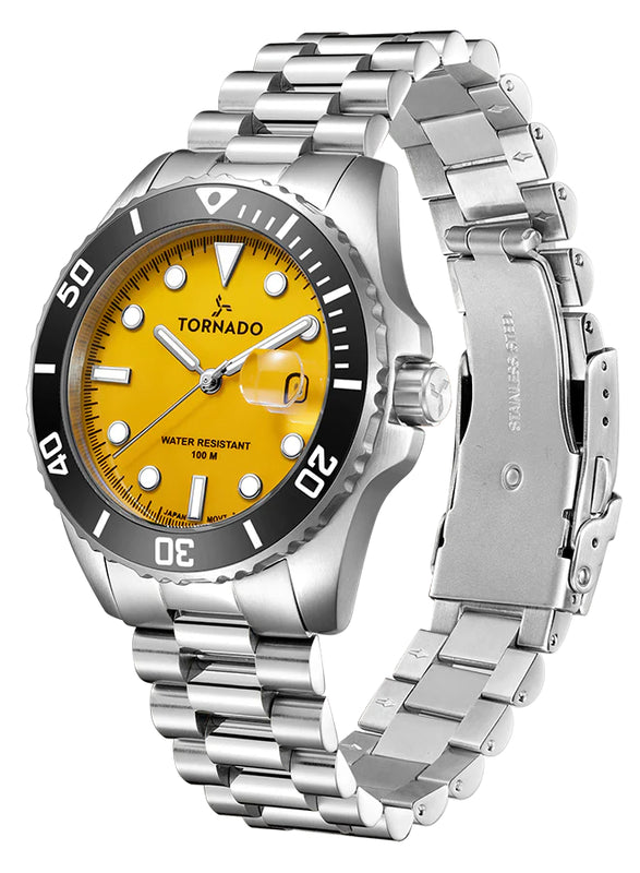 Tornado Men Analog Yellow Dial Watch - T22001-SBSYB