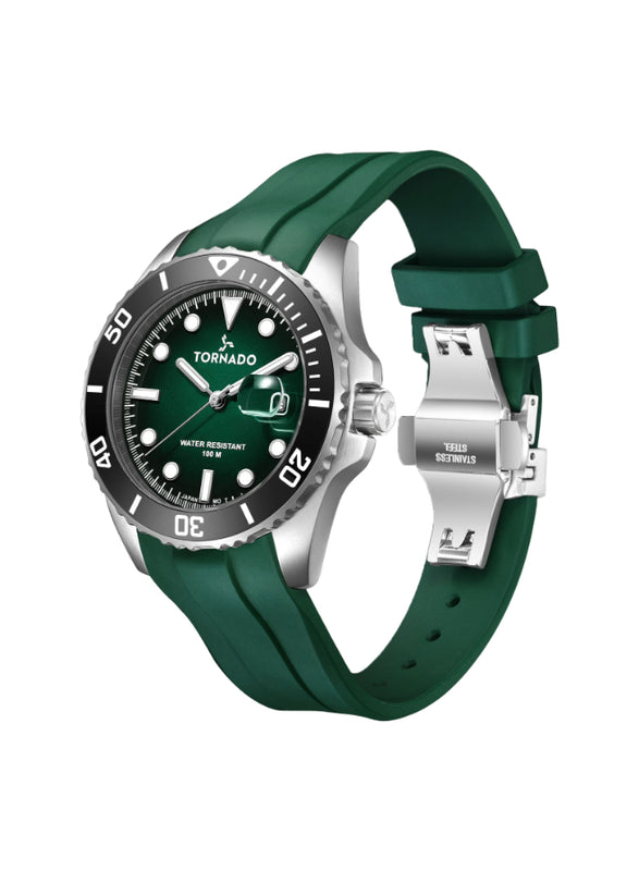 Tornado LUMINA ANALOG Men's Analog Green Dial Watch - T22001-SSHH