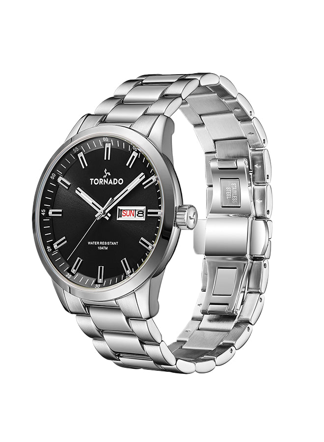 ساعة تورنادو سبكترا أنالوج للرجال، مينا أسود - T23001-SBSB