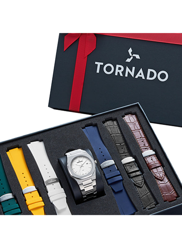 Tornado Gift Set Men's Analog White Dial Watch - T23006C-SBSW-S