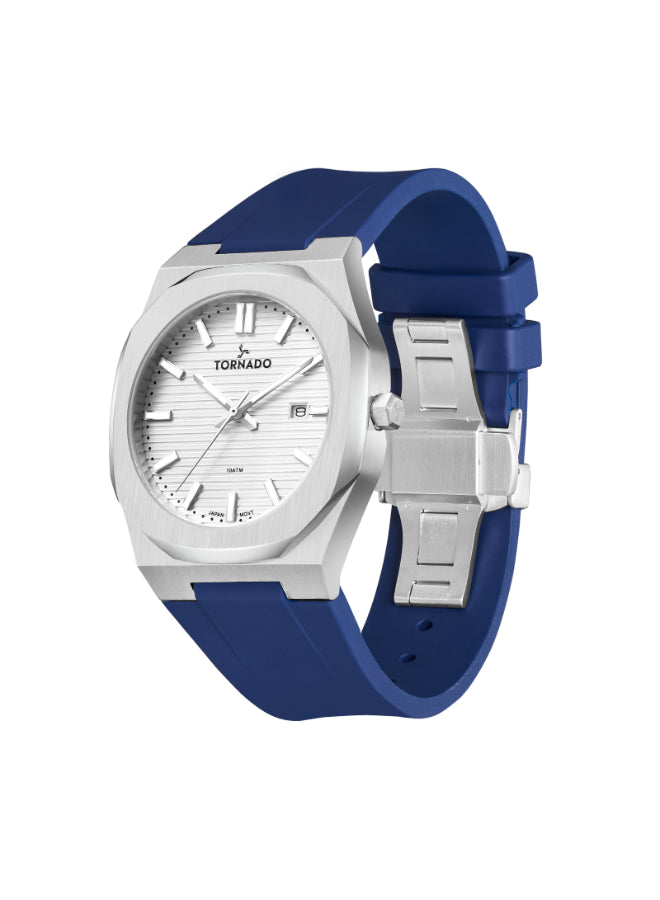 طقم هدايا تورنادو، ساعة رجالية تناظرية بمينا أبيض - T23006C-SBSW-S