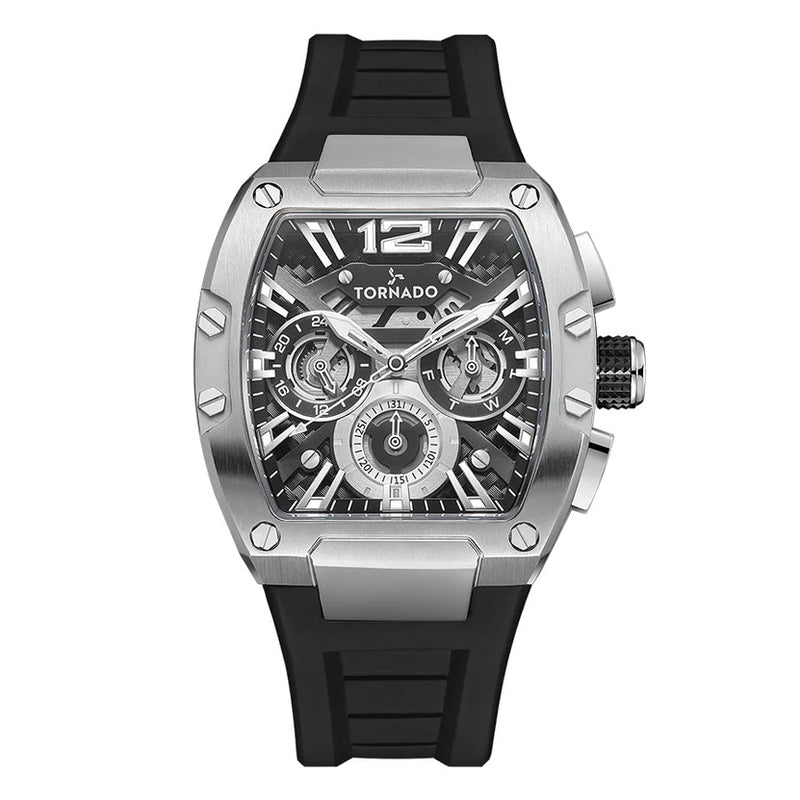 Tornado XENITH Men's Multi Function Black Dial Watch - T23105-SSBB