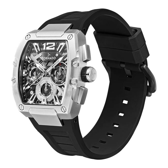 Tornado XENITH Men's Multi Function Black Dial Watch - T23105-SSBB