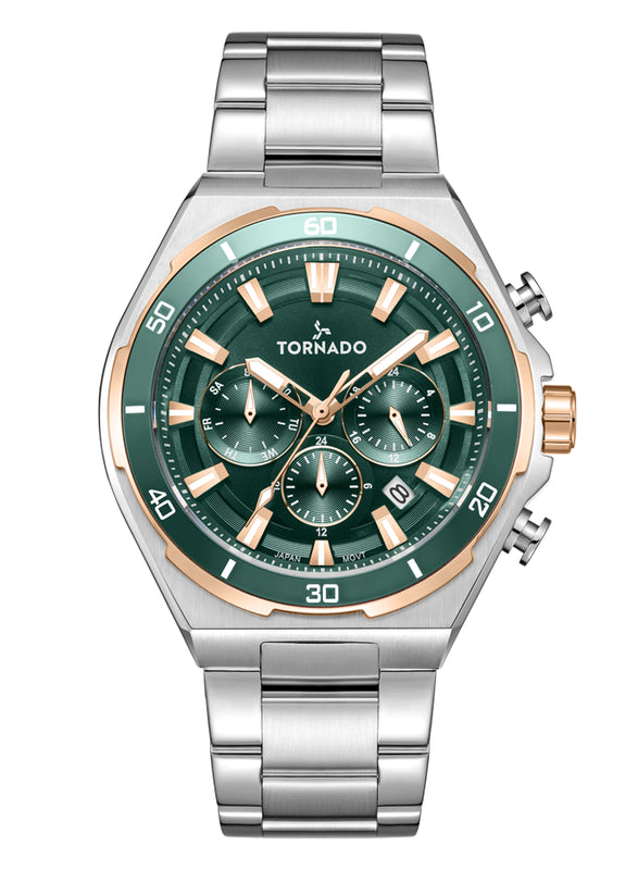 Tornado Stellar X Men's Multi Function Green Dial Watch - T24104-KBSHK
