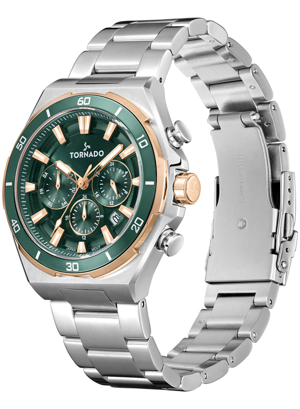 Tornado Stellar X Men's Multi Function Green Dial Watch - T24104-KBSHK