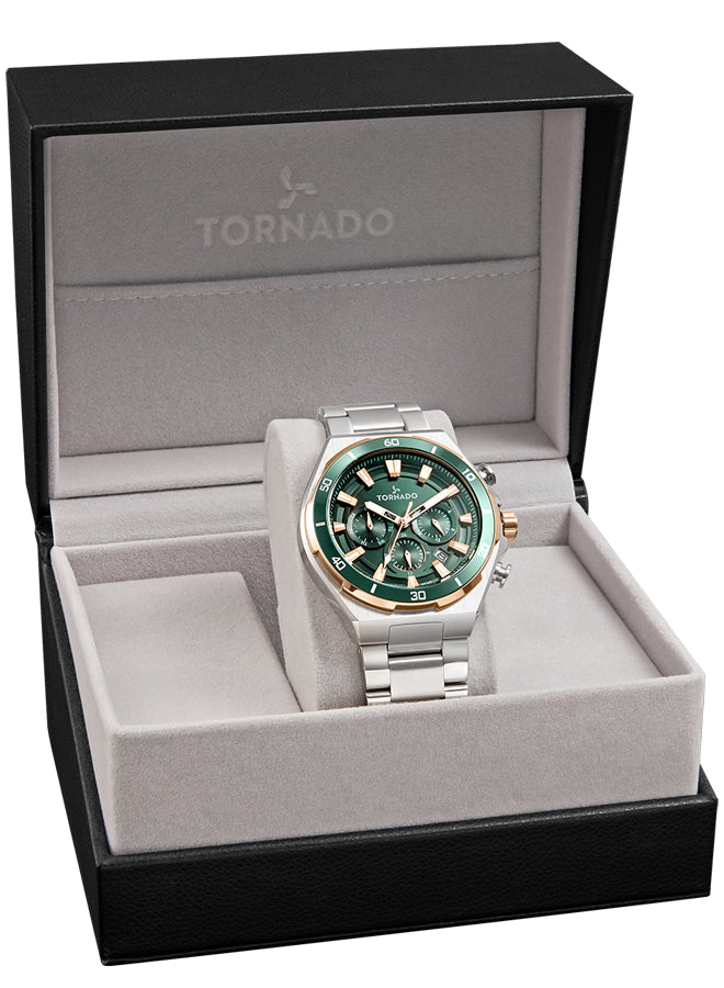 Tornado Stellar X Men's Multi Function Green Dial Watch - T24104-KBSHK