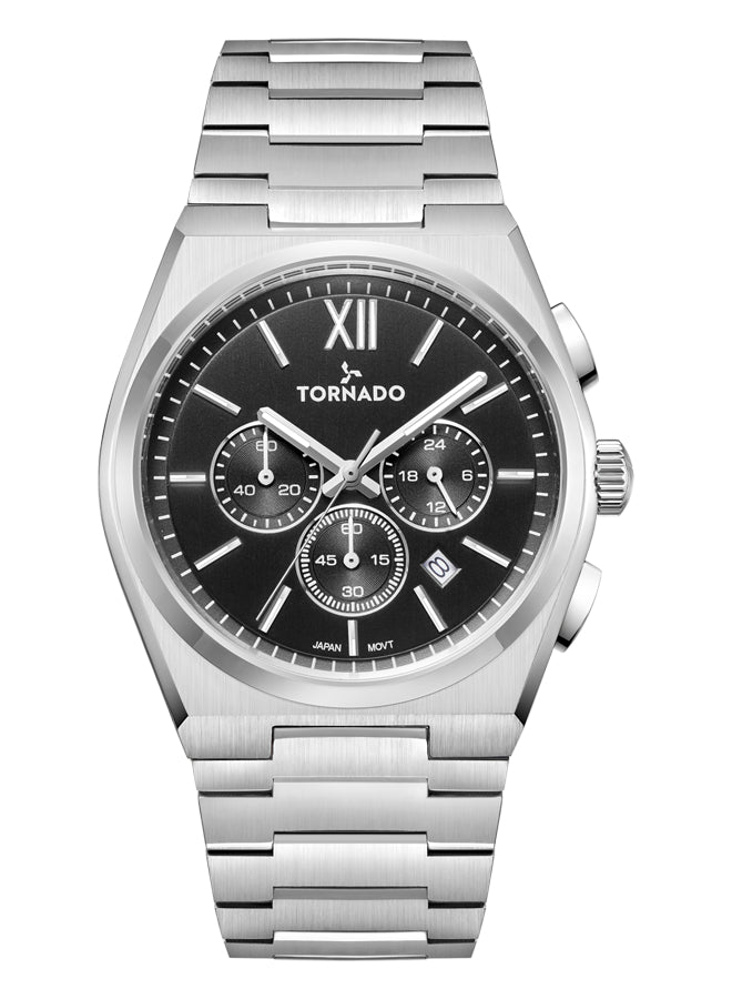Tornado Aurora Nova Men's Multi Function Black Dial Watch - T24105-SBSB