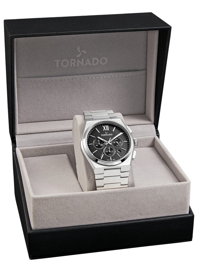 Tornado Aurora Nova Men's Multi Function Black Dial Watch - T24105-SBSB