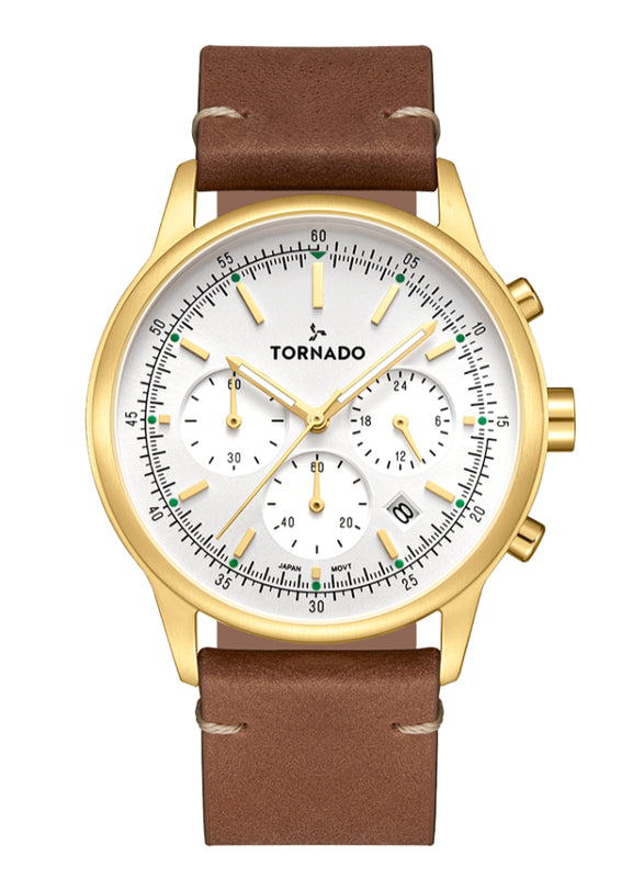 Tornado Classic Men's Multi Function Silver Dial Watch - T24108-GLDW
