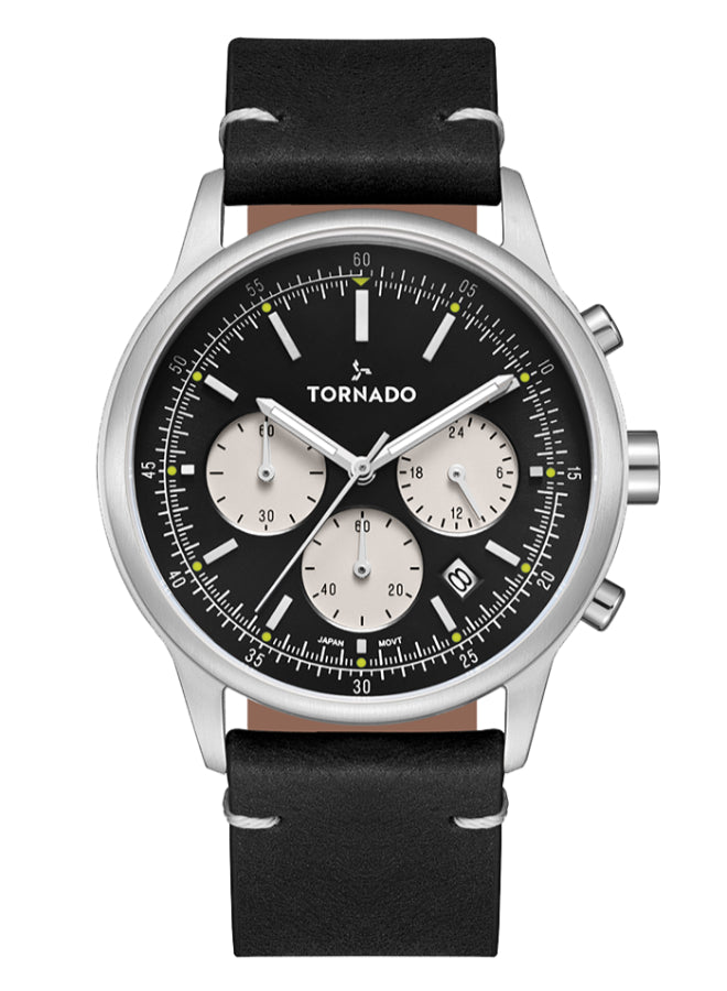 Tornado Classic Men's Multi Function Black Dial Watch - T24108-SLBB