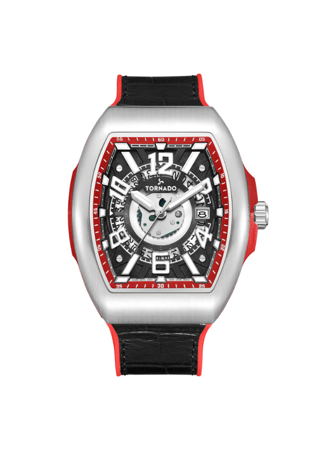 ساعة تورنادو زينيث الرجالية التناظرية ذات المينا السوداء - T25301-SLBBR