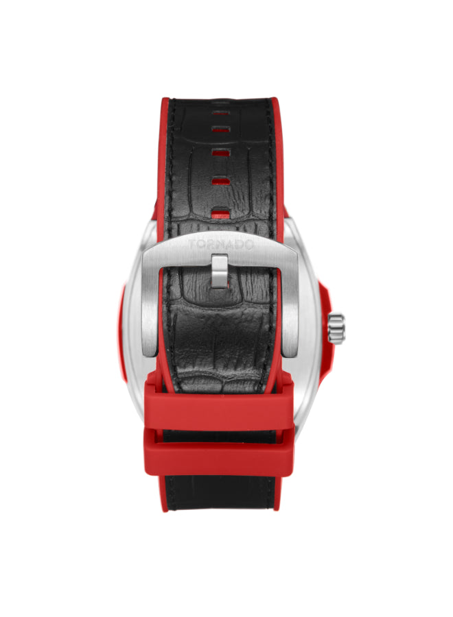 ساعة تورنادو زينيث الرجالية التناظرية ذات المينا السوداء - T25301-SLBBR