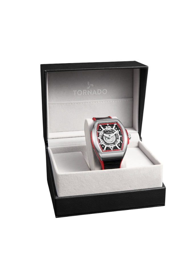 ساعة تورنادو زينيث الرجالية التناظرية ذات المينا السوداء - T25301-SLBBR